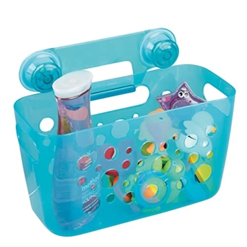mDesign Hanging Bath Toy Organizer Quick Dry Aqua Blue
