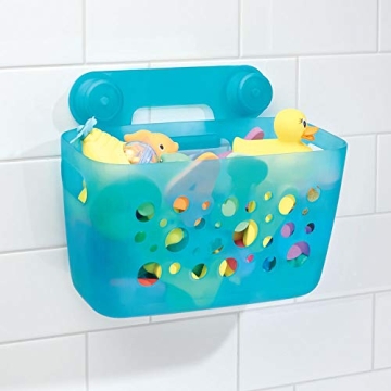 mDesign Hanging Bath Toy Organizer Quick Dry Aqua Blue