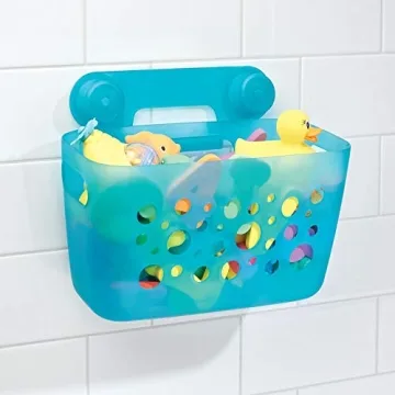 mDesign Hanging Bath Toy Organizer Quick Dry Aqua Blue