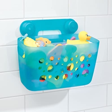 mDesign Hanging Bath Toy Organizer Quick Dry Aqua Blue