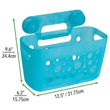 mDesign Hanging Bath Toy Organizer Quick Dry Aqua Blue