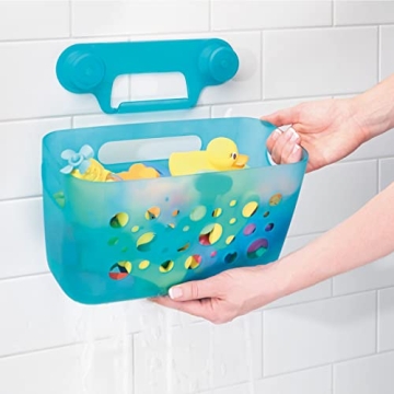 mDesign Hanging Bath Toy Organizer Quick Dry Aqua Blue