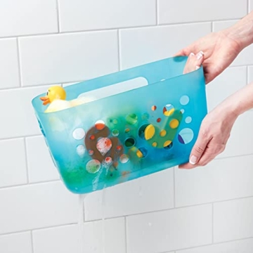 mDesign Hanging Bath Toy Organizer Quick Dry Aqua Blue