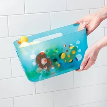 mDesign Hanging Bath Toy Organizer Quick Dry Aqua Blue