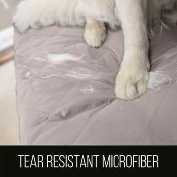Sofa Shield Couch Slip Cover with Patented Strap, Cushion Protector, Reversible Stain and Dog Tear Resistant Slipcover, Quilted Microfiber 62” Seat, Washable Covers for Dogs Pets Kids, Light Taupe