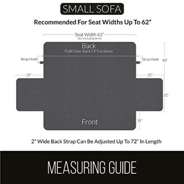 Sofa Shield Couch Slip Cover with Patented Strap, Cushion Protector, Reversible Stain and Dog Tear Resistant Slipcover, Quilted Microfiber 62” Seat, Washable Covers for Dogs Pets Kids, Light Taupe