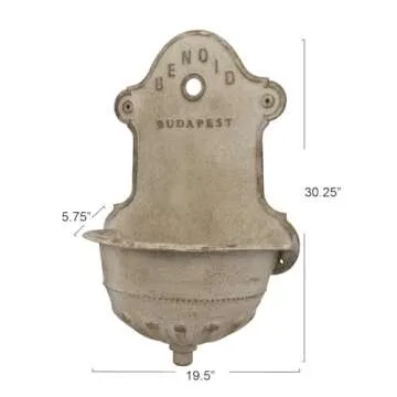 Creative Co-Op Reproduction of Vintage Iron Wall Water Fountain