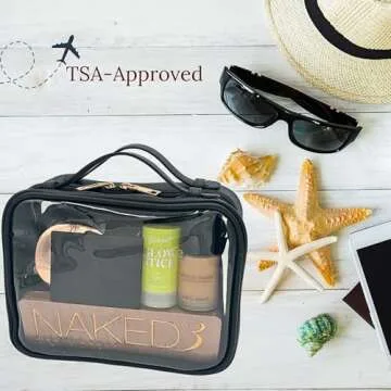JAZD Large Capacity Clear Makeup Bag for Travel & Toiletries - TSA Approved