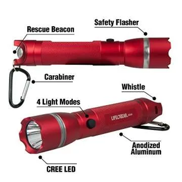 Life Gear 300 Lumen CREE LED Searchlight Flashlight and Powerful Emergency Signaling Rescue Beacon Light, Waterproof and Impact Resistant, Camping, Hiking, Hunting, Backpacking, Batteries Included