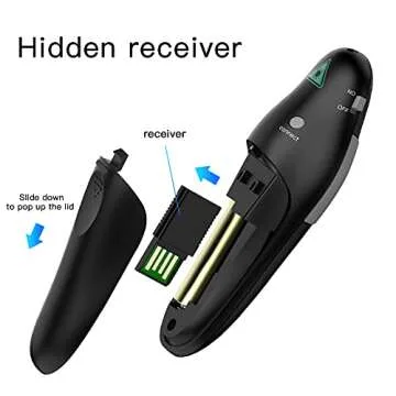 QUI Presentation Clicker Wireless Presenter Remote Clicker for PowerPoint Presentation Remote, PPT PowerPoint Slide Advancer for Mac/Windows/Linux, Computer/Laptop, Google Slide/PPT/Keynote