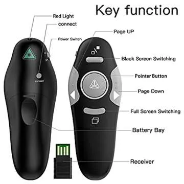 QUI Presentation Clicker Wireless Presenter Remote Clicker for PowerPoint Presentation Remote, PPT PowerPoint Slide Advancer for Mac/Windows/Linux, Computer/Laptop, Google Slide/PPT/Keynote
