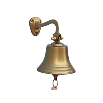 Antique Brass Finish Hanging Ship's Bell 6" - Nautical Bell for Rustic Home Decor - Perfect Gift