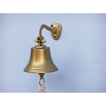 Antique Brass Hanging Ship's Bell 6" - Nautical Decor
