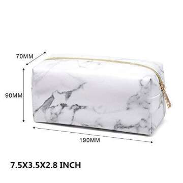 Stylish Marble Cosmetic Bag with Gold Zipper for Women
