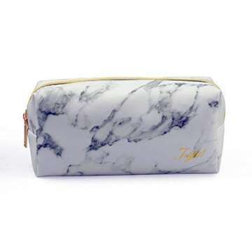Stylish Marble Cosmetic Bag with Gold Zipper for Women