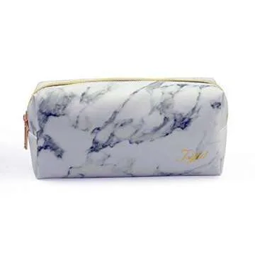 Stylish Marble Cosmetic Bag with Gold Zipper for Women