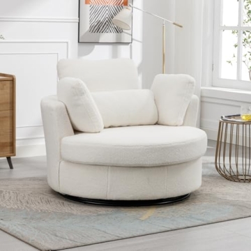 Setawix 42.2" W Swivel Accent Barrel Chair with Pillows for Living Room