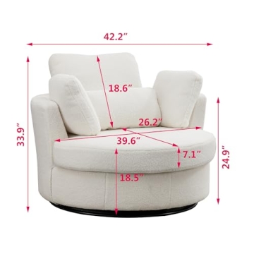 Comfortable Setawix Swivel Accent Chair in Ivory Sherpa