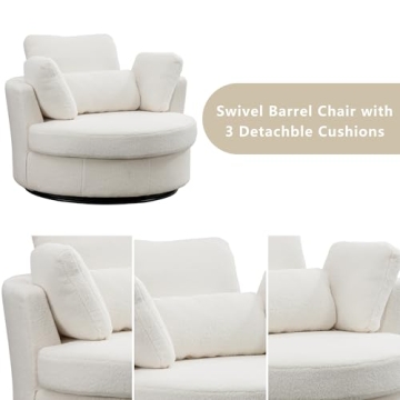Comfortable Setawix Swivel Accent Chair in Ivory Sherpa