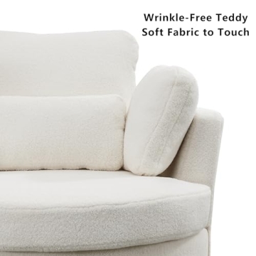 Comfortable Setawix Swivel Accent Chair in Ivory Sherpa