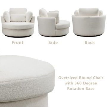 Comfortable Setawix Swivel Accent Chair in Ivory Sherpa