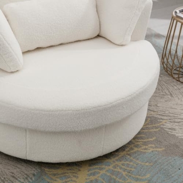 Comfortable Setawix Swivel Accent Chair in Ivory Sherpa
