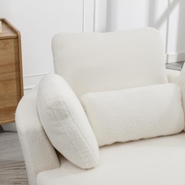 Comfortable Setawix Swivel Accent Chair in Ivory Sherpa