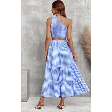 AOVDE Women's Casual One Shoulder Crop Top Skirt Set