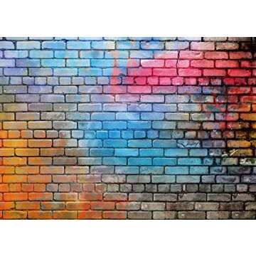 LYCGS 7X5FT Colorful Brick Wall Photo Backdrop 80's Hip Hop Disco Baby Birthday Wedding Graduation T...
