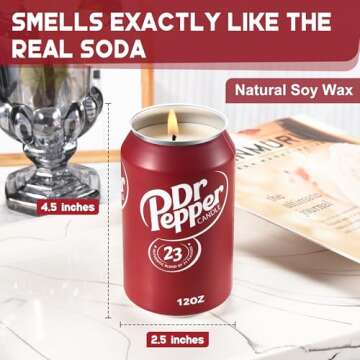 Doctor Pepper Candle - Smells Like The Real Soda - Cute Candles for Cool Gifts - Funny Candles for A...