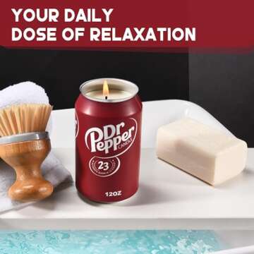 Doctor Pepper Candle - Smells Like The Real Soda - Cute Candles for Cool Gifts - Funny Candles for Any Occasion - Cute Things for Aesthetic Room Decor - Cool Candles for Cool Things - Trendy Candles