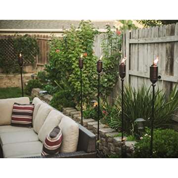 TIKI Cabos Metal Torch – 65-Inch Bronze Outdoor Torch for Patio, Garden, and Lawn, Includes Long-Lasting Wick and Snuffer, Weather-Resistant Decorative TIKI Torch for Backyard and Landscaping