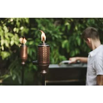 TIKI Cabos Metal Torch – 65-Inch Bronze Outdoor Torch for Patio, Garden, and Lawn, Includes Long-Lasting Wick and Snuffer, Weather-Resistant Decorative TIKI Torch for Backyard and Landscaping