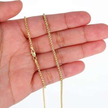 Nuragold 10K Gold Box Chain Necklace for All Occasions