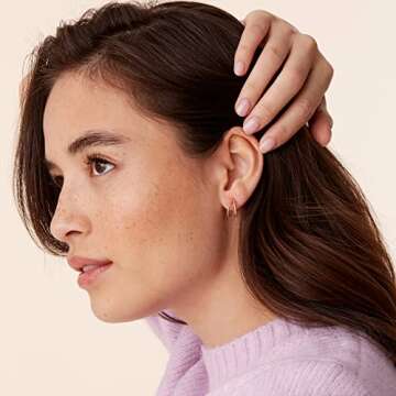 PAVOI 14K Gold Plated Sterling Silver Split Hoop Huggie Earrings in Rose, White, and Yellow Gold (Rope Plated)