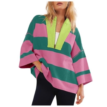 Free People Dupe Striped Oversized Sweatshirt Women