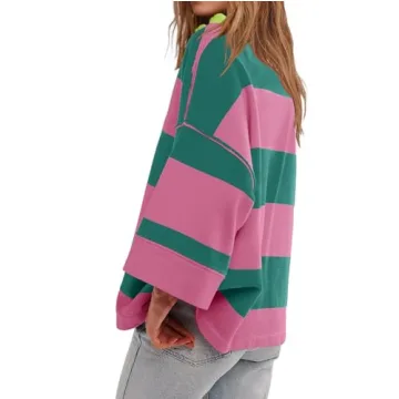 Free People Dupe Striped Oversized Sweatshirt Women