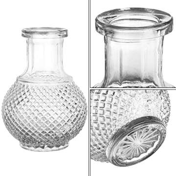 ZENFUN 6 Pack Glass Bud Vase, 6 Unique Vintage Styles Mini Table Flower Vases Decorative Clear Vases for Centerpieces, Home Decor, Events, Living Room