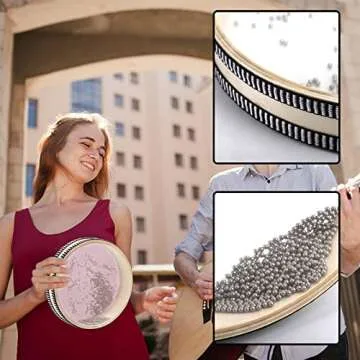 Fasmov 3 Pieces Wave Bead Ocean Drum, Sea Wave Sound Drum Percussion Wave Drum with Hardwood Shell Ocean Sound Drum Musical Instrument Percussion for Home School Supplies, 6 Inch, 8 Inch, 10 Inch