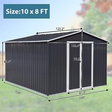 Zevemomo 10X8 FT Outdoor Metal Storage Shed for All Weather