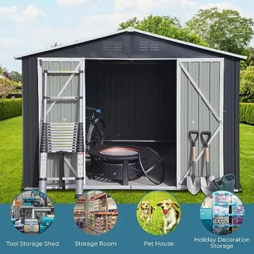 Zevemomo 10X8 FT Outdoor Metal Storage Shed for All Weather