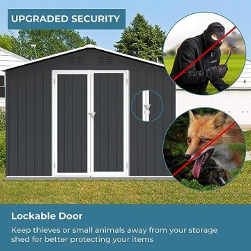 Zevemomo 10X8 FT Outdoor Metal Storage Shed for All Weather