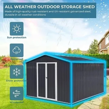 Zevemomo 10X8 FT Outdoor Metal Storage Shed for All Weather