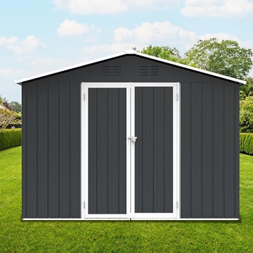 Zevemomo 10X8 FT Outdoor Metal Storage Shed for All Weather