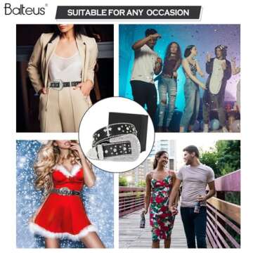 Women Men Rhinestone Belt,Fashion Western Cowgirl Cowboy Bling Studded Cross Leather Belt Diamond Belt for Jeans Dress,Black,M