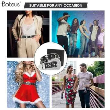 Women Men Rhinestone Belt,Fashion Western Cowgirl Cowboy Bling Studded Cross Leather Belt Diamond Belt for Jeans Dress,Black,M