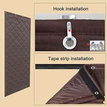 Lvrunben Thermal Insulated Door Cover Curtain, Light Soundproof Windproof Oxford Cloth Panels with Lining Silk Cotton for Doorway, Bedroom, Living Room, Patios, Windows, Garages