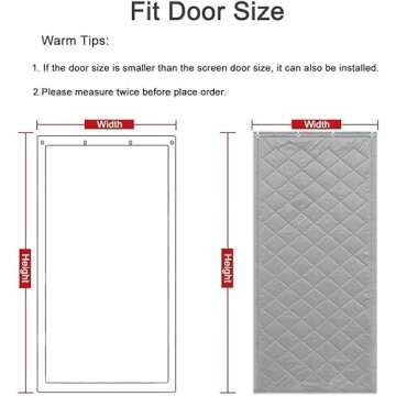 Lvrunben Thermal Insulated Door Cover Curtain, Light Soundproof Windproof Oxford Cloth Panels with Lining Silk Cotton for Doorway, Bedroom, Living Room, Patios, Windows, Garages