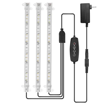 LED Grow Light Strips for Plants,Cholas 36W 132 LEDs Auto ON & Off Function,3/6/12H Timer 5 Dimmable Levels and 3 Switch Modes for Indoor Plants Gardening Greenhouse 3 Pack (Full Sepectrum Light) (L)