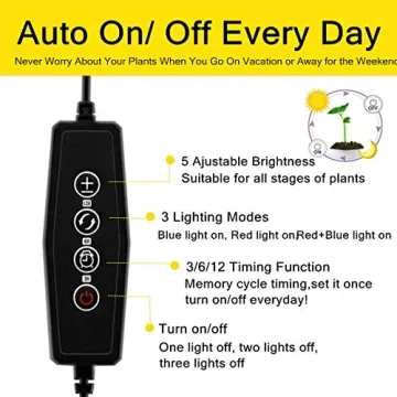 LED Grow Light Strips for Plants,Cholas 36W 132 LEDs Auto ON & Off Function,3/6/12H Timer 5 Dimmable Levels and 3 Switch Modes for Indoor Plants Gardening Greenhouse 3 Pack (Full Sepectrum Light) (L)